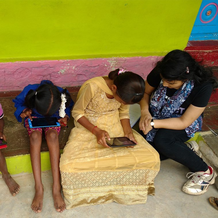 Students at MM Hills, Tamil Nadu, Learning Using Tablets